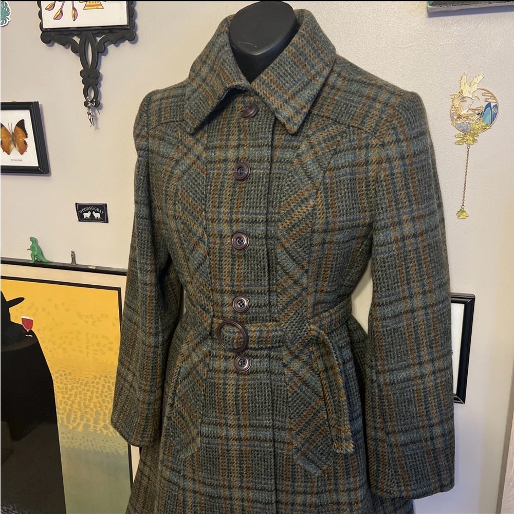Plaid Wool Blend Coat
